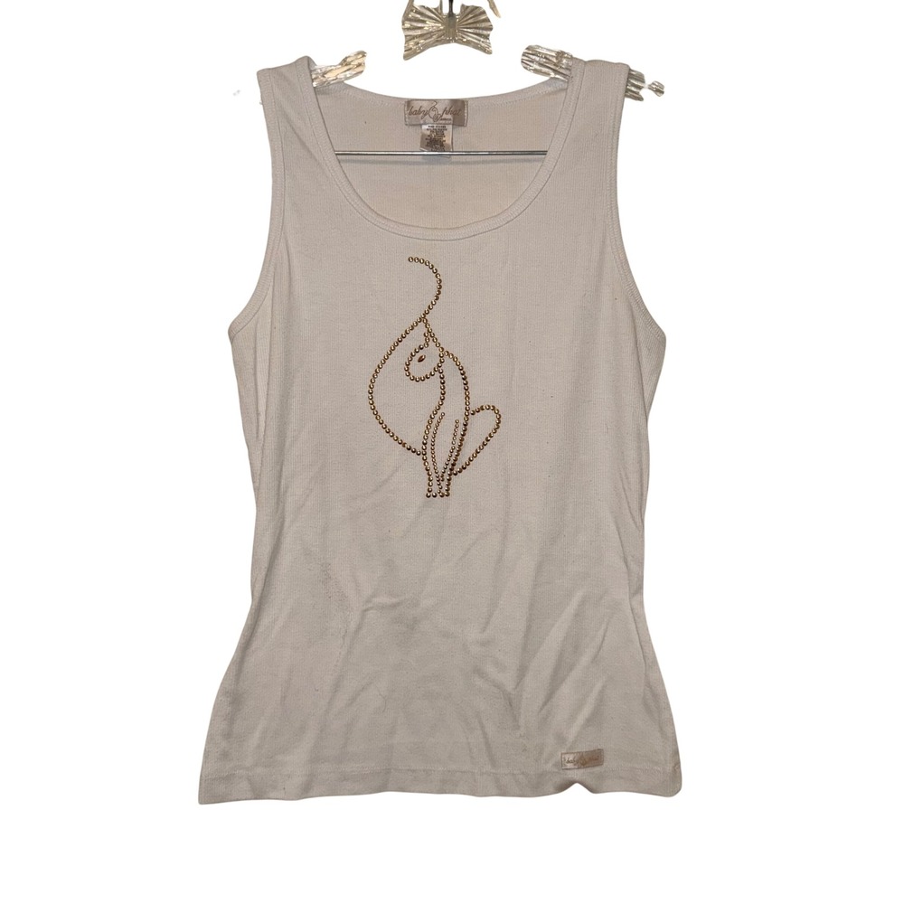 Baby Phat Vintage Y2K Tank Top Womens L White Polyester Rayon Blend